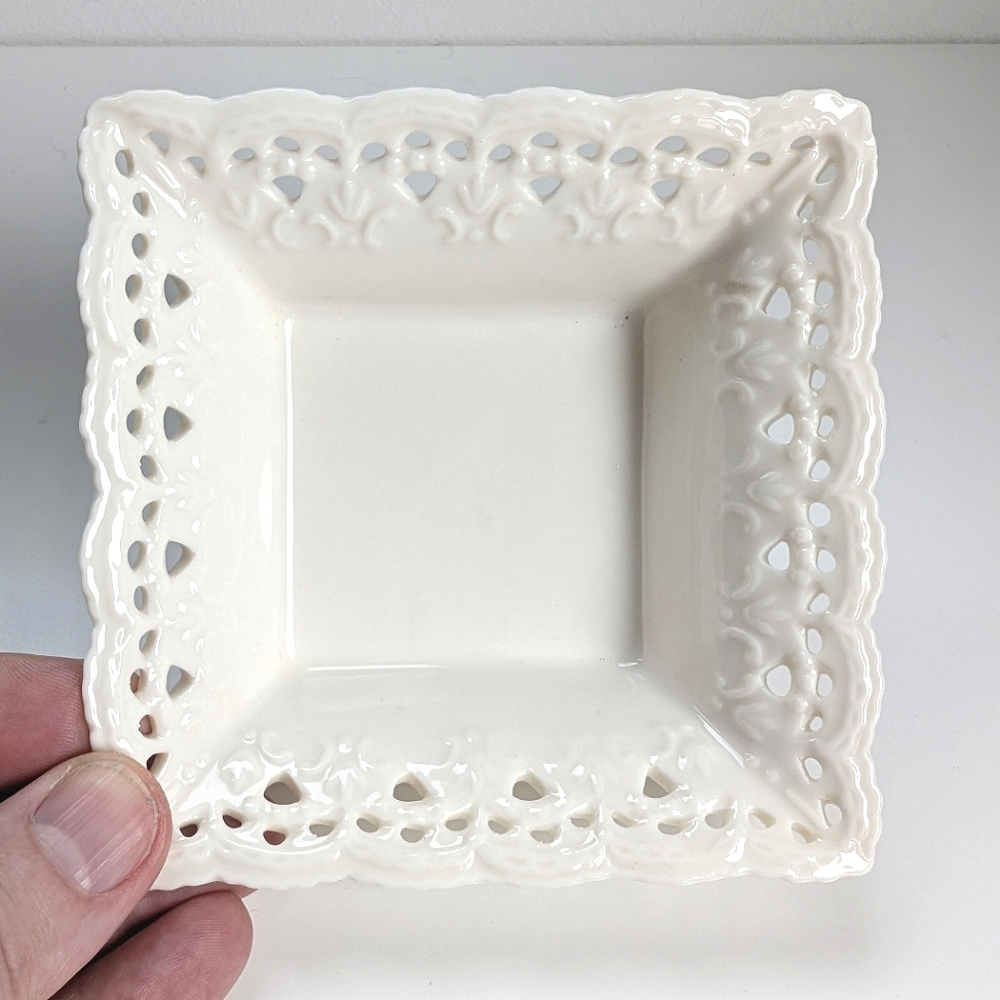 Skye McGhie Cream Lace Porcelain Jewelry Dish